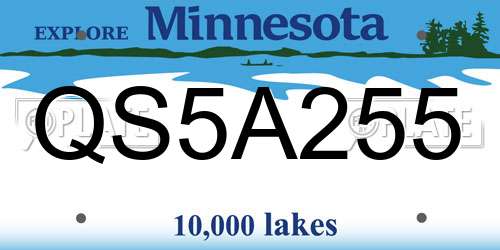 QS5A255 Minnesota License Plate
