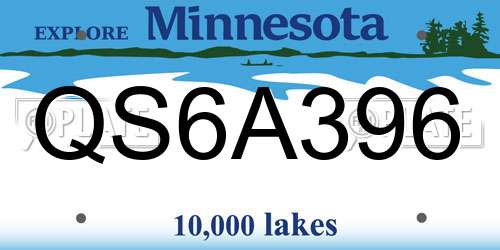 QS6A396 Minnesota License Plate
