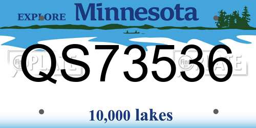 QS73536 Minnesota License Plate