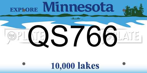 QS766 Minnesota License Plate