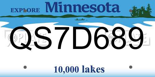 QS7D689 Minnesota License Plate