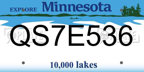 QS7E536 Minnesota License Plate