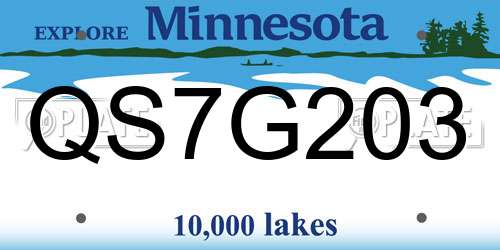 QS7G203 Minnesota License Plate