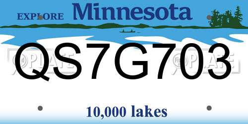 QS7G703 Minnesota License Plate