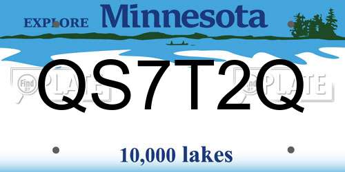 QS7T2Q Minnesota License Plate