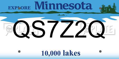 QS7Z2Q Minnesota License Plate