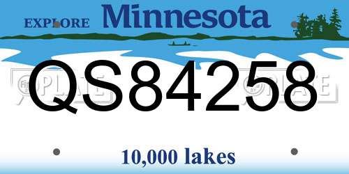 QS84258 Minnesota License Plate