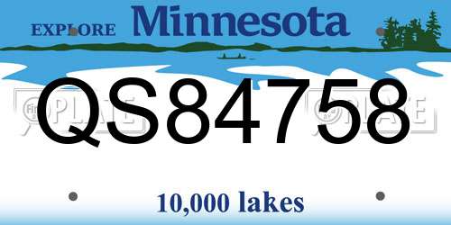 QS84758 Minnesota License Plate