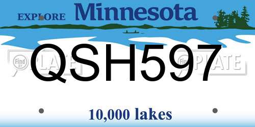 QSH597 Minnesota License Plate