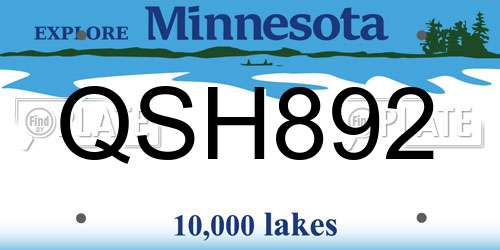 QSH892 Minnesota License Plate