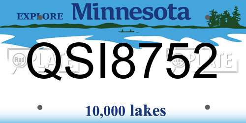 QSI8752 Minnesota License Plate