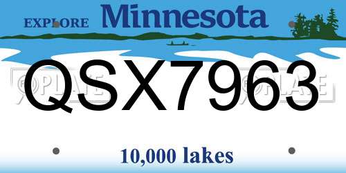 QSX7963 Minnesota License Plate