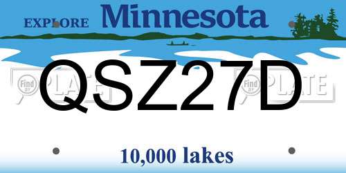 QSZ27D Minnesota License Plate
