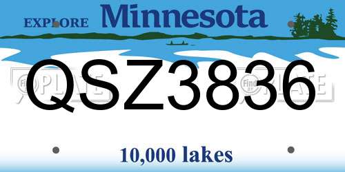 QSZ3836 Minnesota License Plate