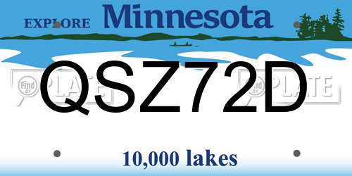 QSZ72D Minnesota License Plate