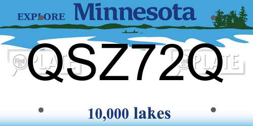 QSZ72Q Minnesota License Plate