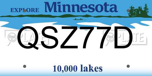 QSZ77D Minnesota License Plate