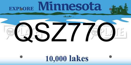 QSZ77O Minnesota License Plate