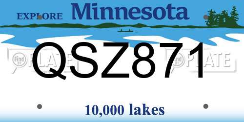QSZ871 Minnesota License Plate