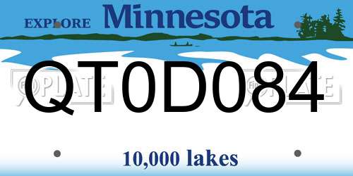 QT0D084 Minnesota License Plate