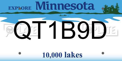 QT1B9D Minnesota License Plate
