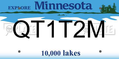 QT1T2M Minnesota License Plate
