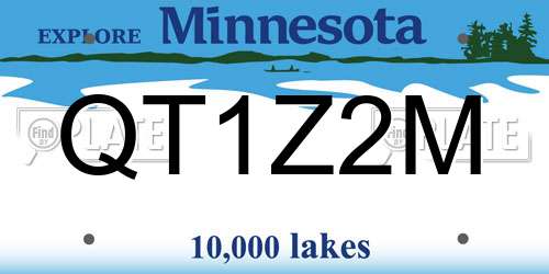 QT1Z2M Minnesota License Plate