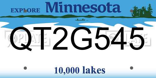 QT2G545 Minnesota License Plate