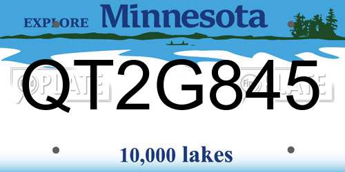 QT2G845 Minnesota License Plate
