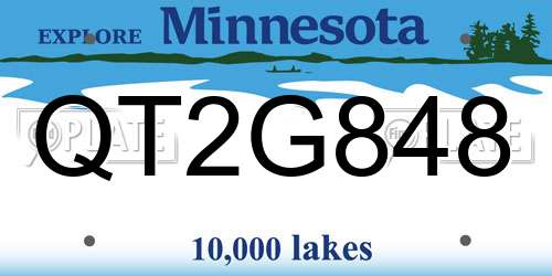 QT2G848 Minnesota License Plate