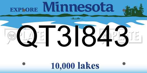 QT3I843 Minnesota License Plate