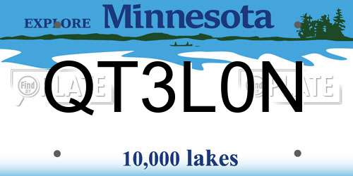 QT3L0N Minnesota License Plate