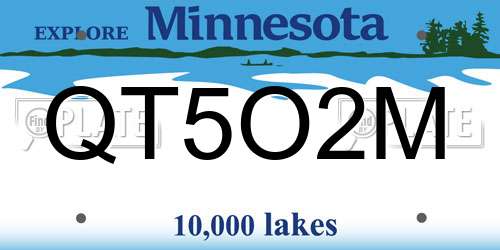 QT5O2M Minnesota License Plate