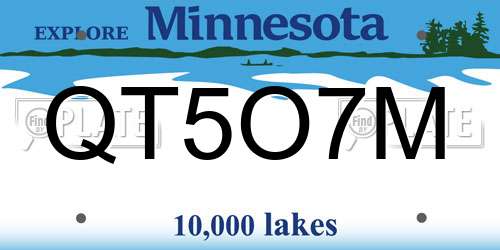 QT5O7M Minnesota License Plate