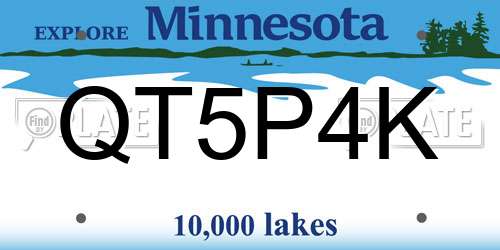 QT5P4K Minnesota License Plate