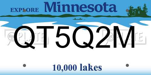 QT5Q2M Minnesota License Plate