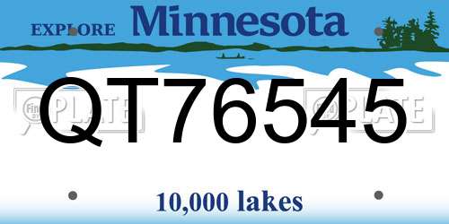 QT76545 Minnesota License Plate