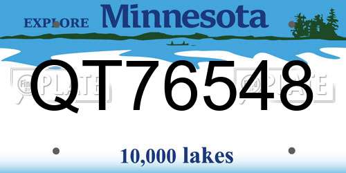 QT76548 Minnesota License Plate