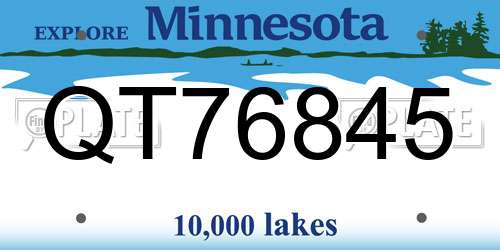 QT76845 Minnesota License Plate