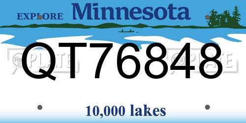 QT76848 Minnesota License Plate