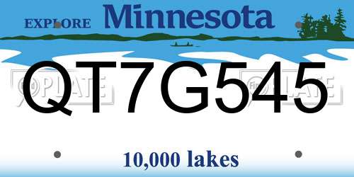 QT7G545 Minnesota License Plate
