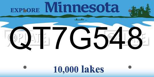 QT7G548 Minnesota License Plate