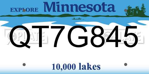 QT7G845 Minnesota License Plate