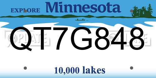 QT7G848 Minnesota License Plate