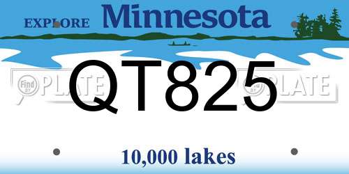 QT825 Minnesota License Plate