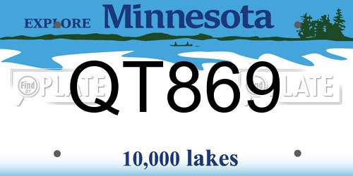QT869 Minnesota License Plate