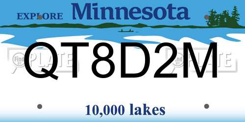 QT8D2M Minnesota License Plate