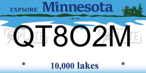 QT8O2M Minnesota License Plate