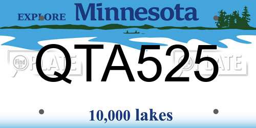 QTA525 Minnesota License Plate