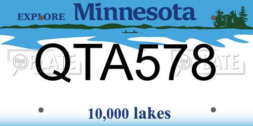 QTA578 Minnesota License Plate
